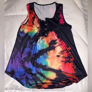 Colorful Rainbow Tie-Dye Sleeveless Top Women’s Medium